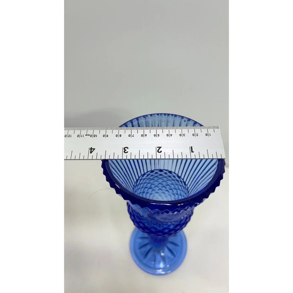 Vintage Glass Cape Cod Cobalt Blue Cameo Portrait Goblet 7.5